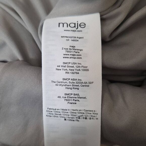 Maje Raneli Sequined Velvet Long Sleeve Mini Dress Argent Small - Picture 7 of 11